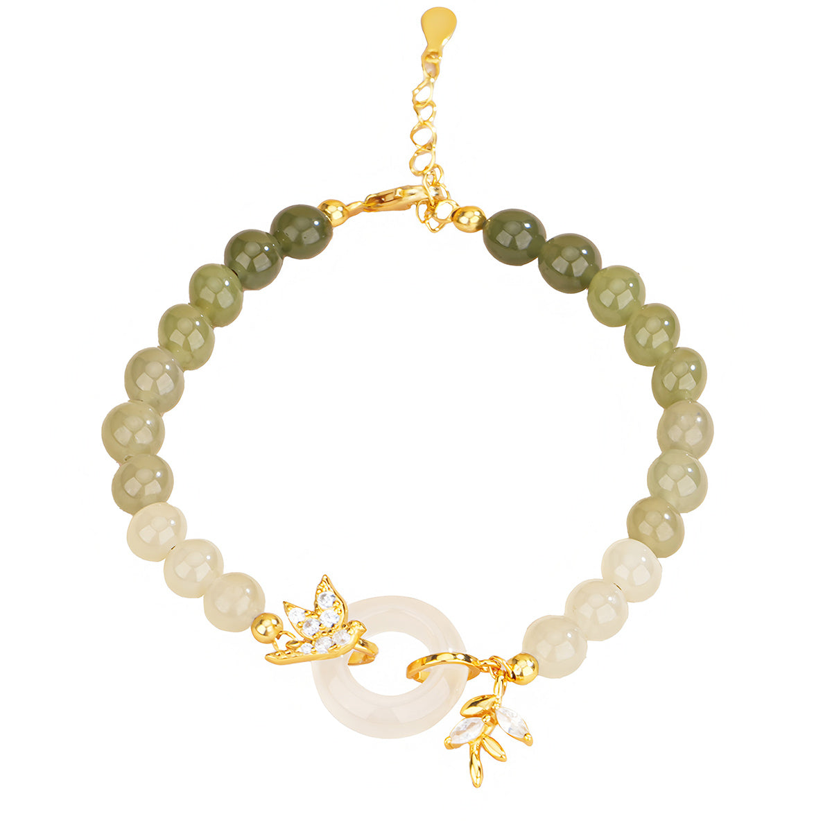 S925 silver new Chinese style gradient jade bracelet(Bead width 6mm)