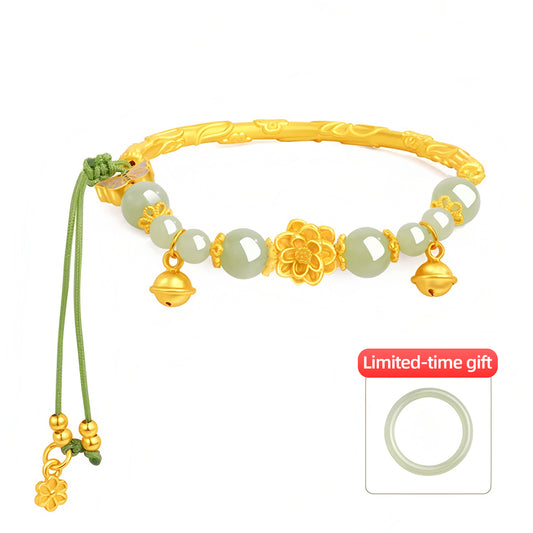S925 Silver Natural Hetian Jade Butterfly Jade Bead Bracelet