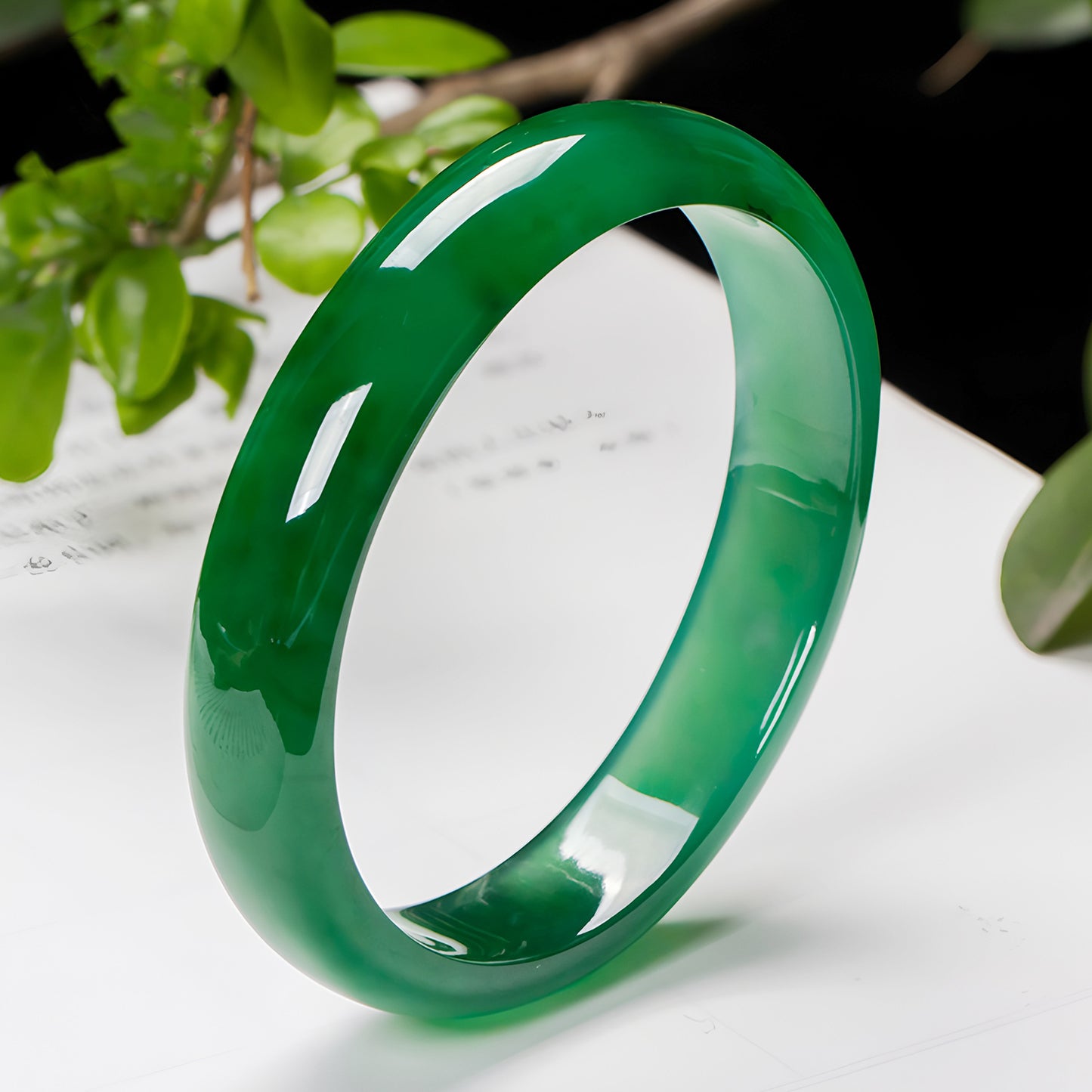Natural Chalcedony Green Jade Bangles