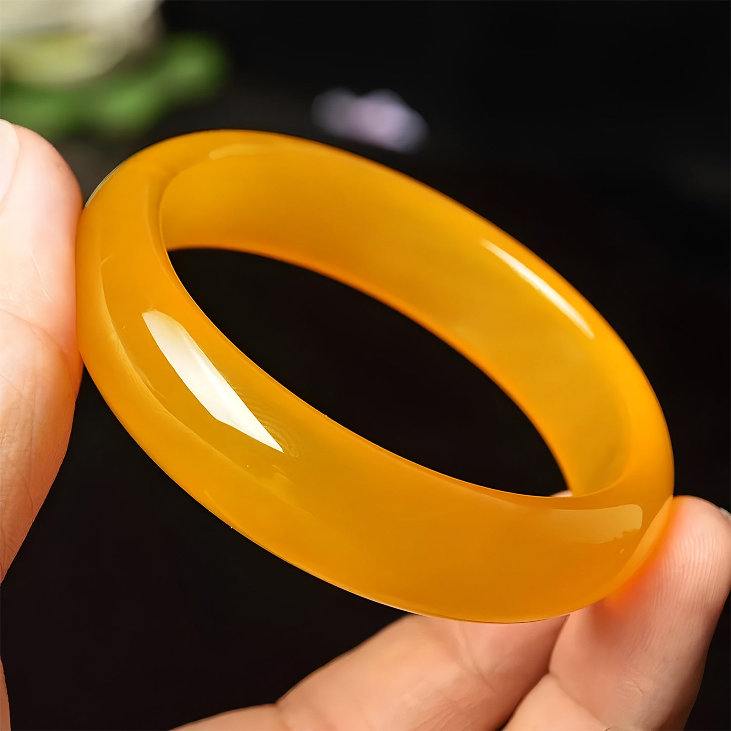 Natural Chalcedony Icy Yellow Jade Bracelet