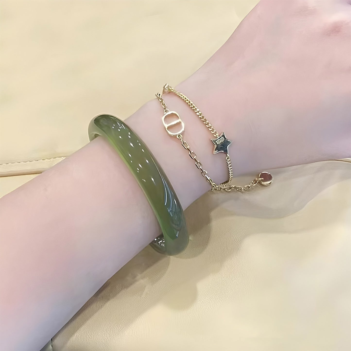 Natural Jade Bracelet Elegant Cyan Bracelet