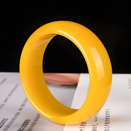 Natural jade Huanglong jade widened yellow jade bracelet