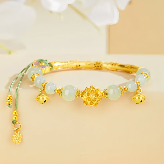 S925 Silver Natural Hetian Jade Butterfly Jade Bead Bracelet