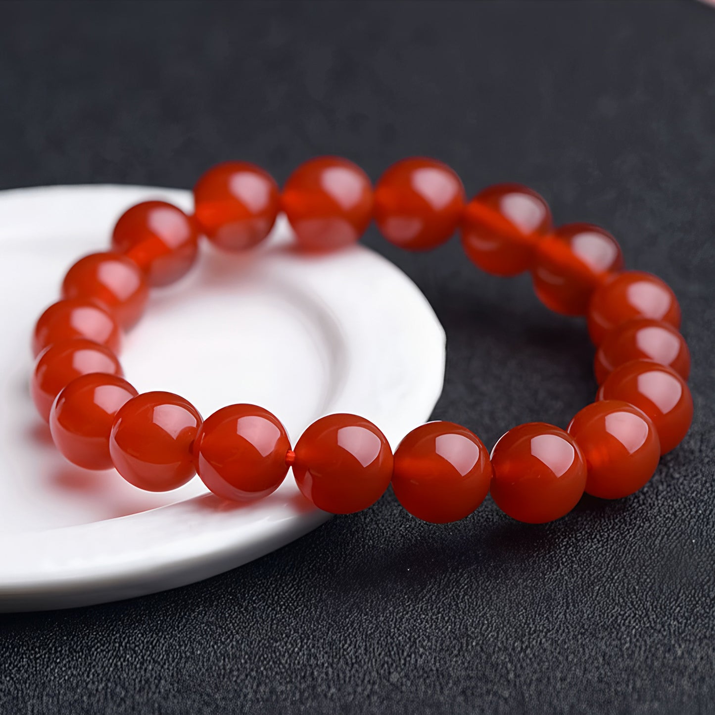 Natural jade wealth red jade beaded bracelet