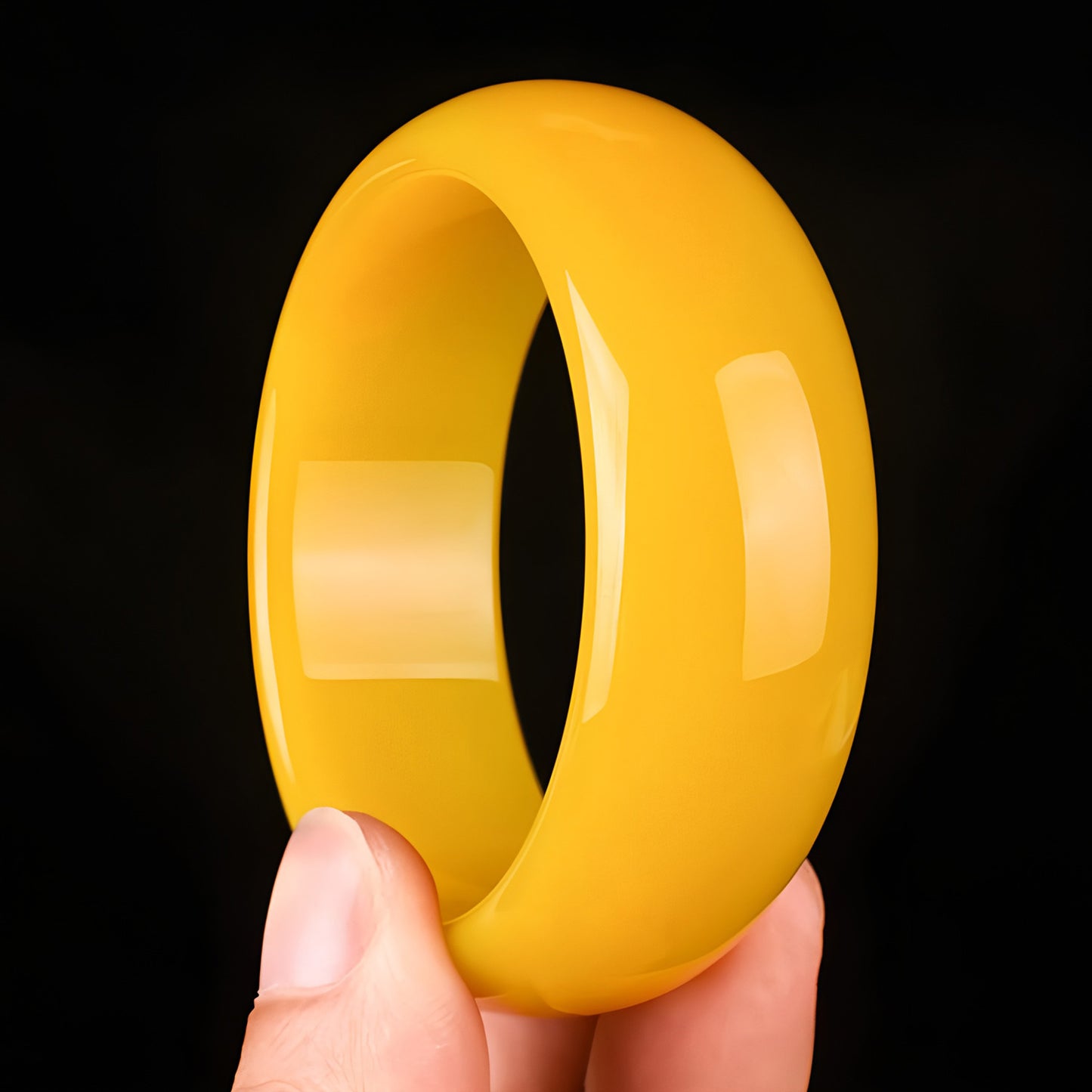 Natural jade Huanglong jade widened yellow jade bracelet