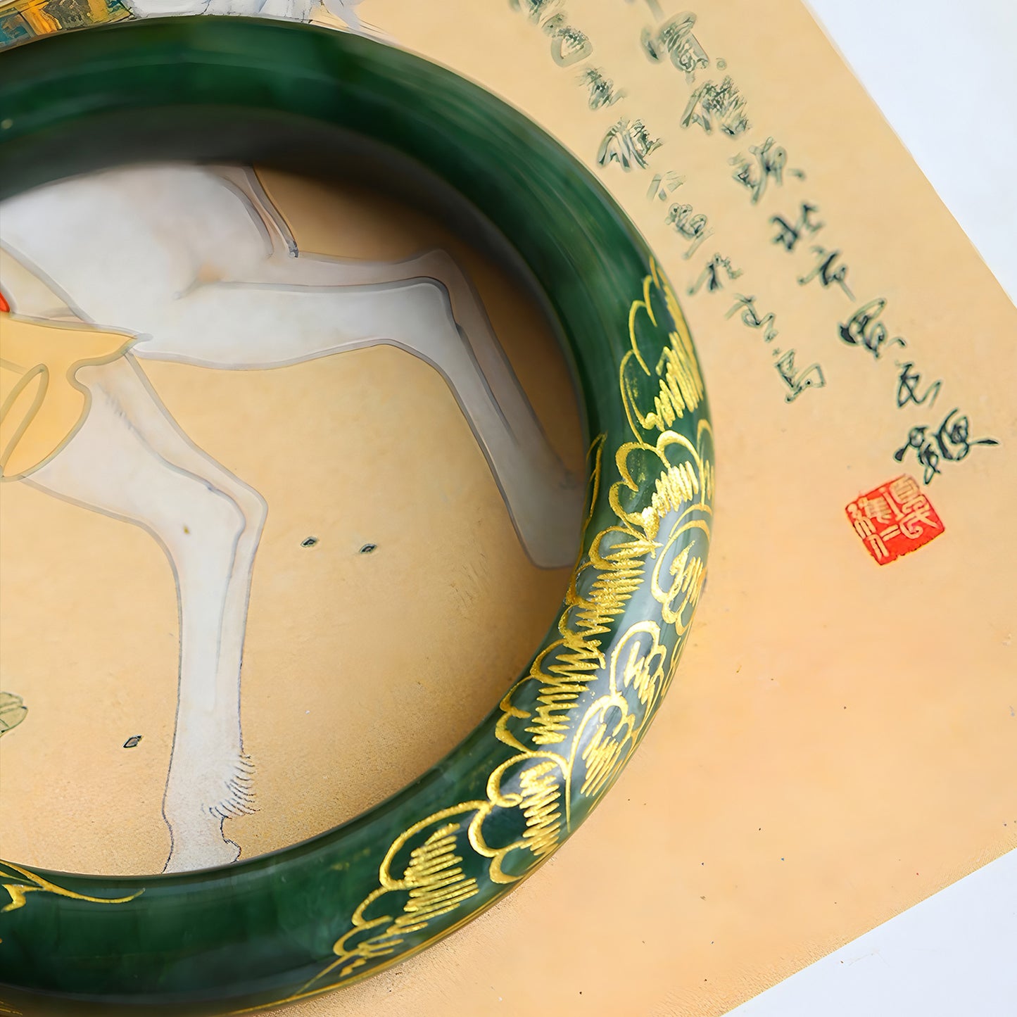 Natural Hetian jade old material jasper hand-carved green jade Bangles