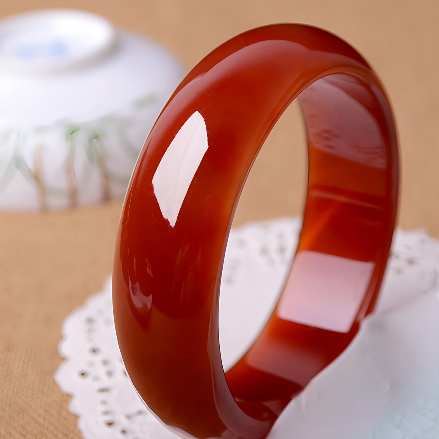 ◆Luck and Health◆ Brand New Genuine Jade Widened Rich Red Jade Bangles