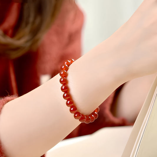 Natural jade wealth red jade beaded bracelet