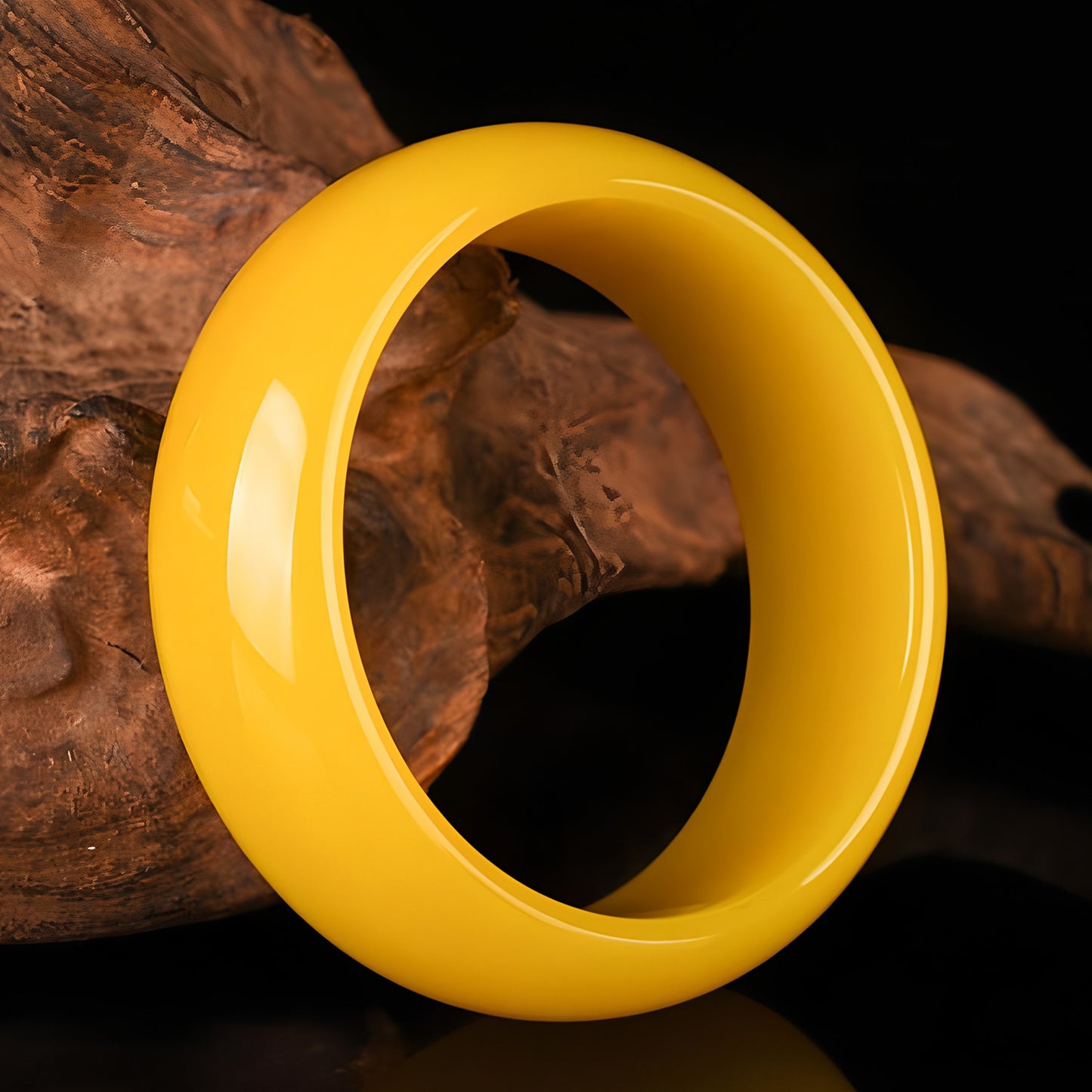 Natural jade Huanglong jade widened yellow jade bracelet