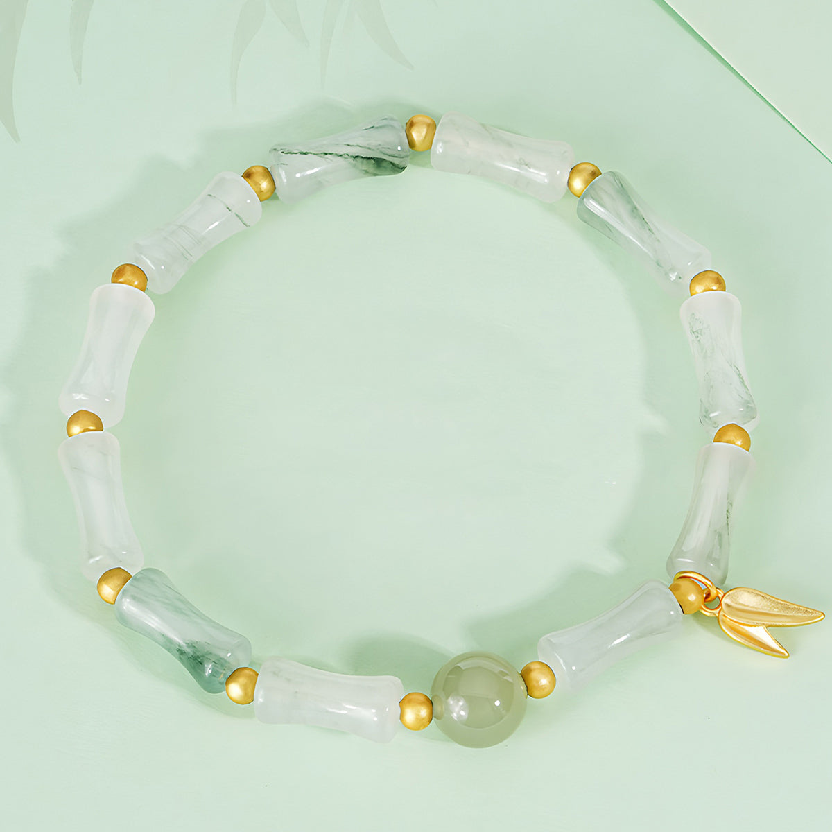 Natural Tianshan Green Bamboo Jade Bracelet