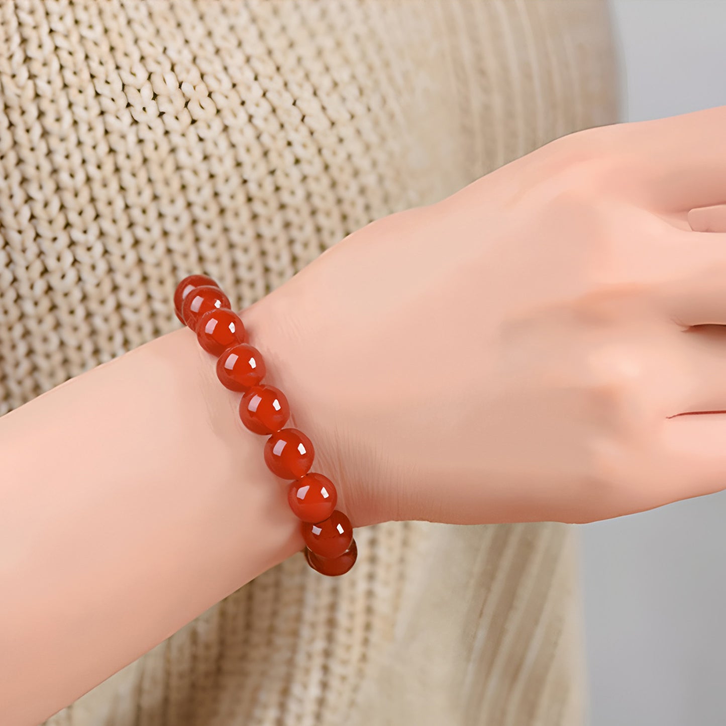 Natural jade wealth red jade beaded bracelet