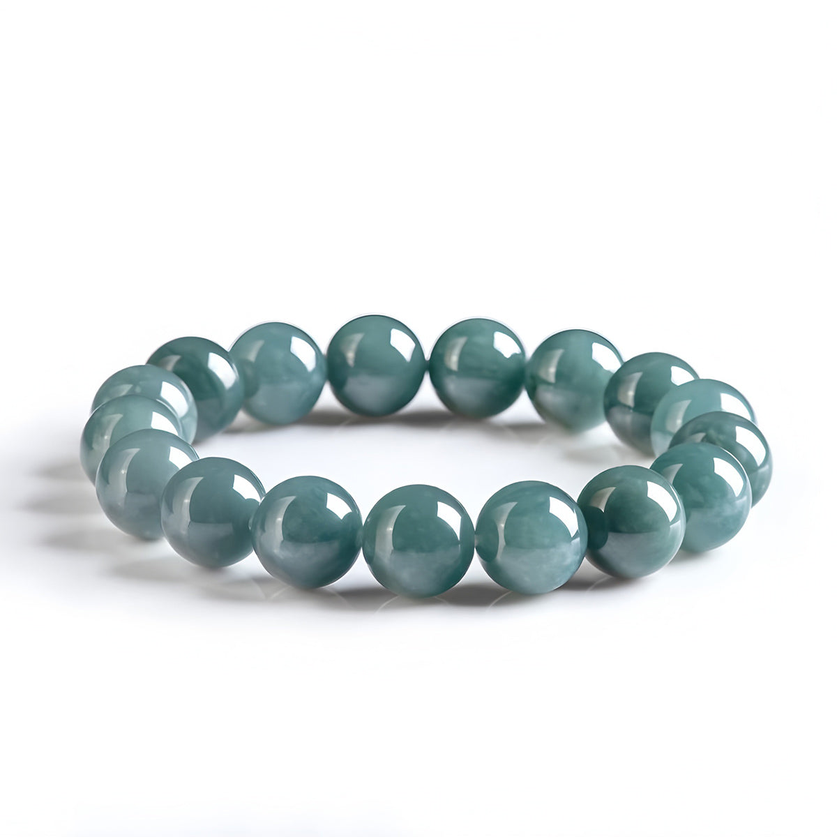 Natural Grade A Light Blue Jade Beaded Bracelet