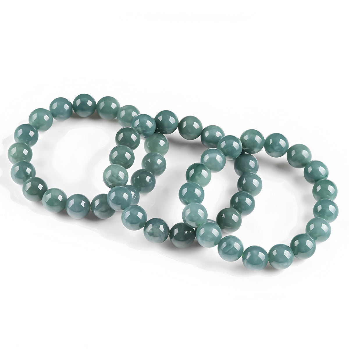 Natural Grade A Light Blue Jade Beaded Bracelet