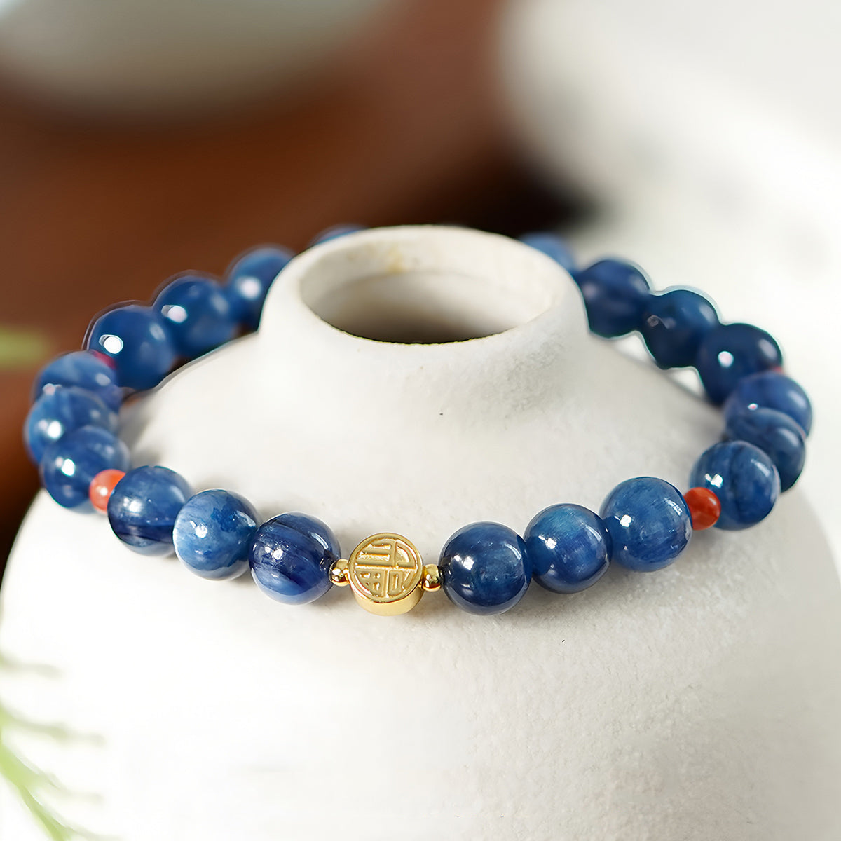 Natural Kyanite Blue Jade Beaded Bracelet(Bead width 7mm)
