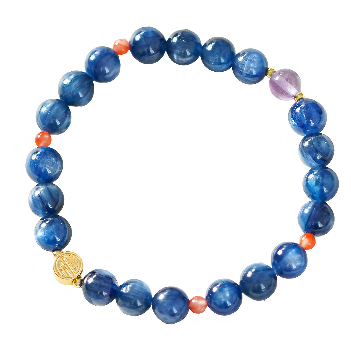 Natural Kyanite Blue Jade Beaded Bracelet(Bead width 7mm)