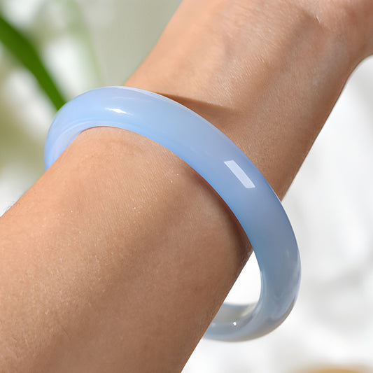 Natural Jade Bracelet Chalcedony Blue Jade Bracelet