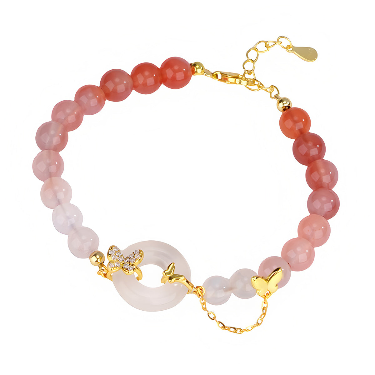 S925 silver new Chinese style gradient jade bracelet(Bead width 6mm)