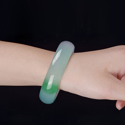 Natural Elegant Semi-Green Jade Bracelet