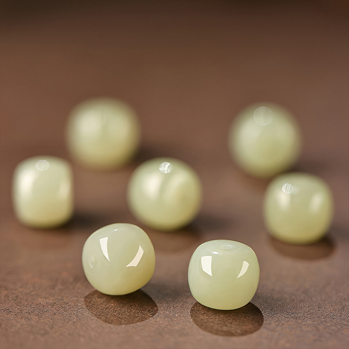Natural Hetian Jade Gradient Green Jade Beaded Bracelet