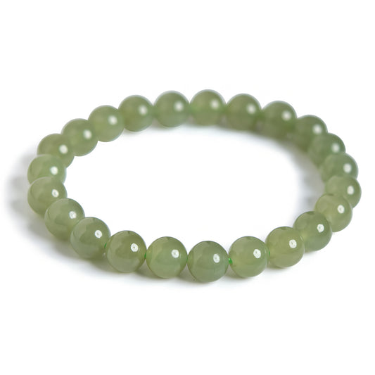 Natural Hetian Jade High Transparency Green Jade Bead Bracelet
