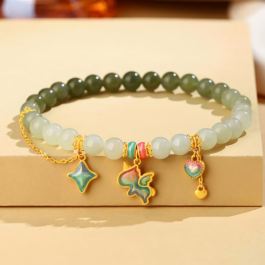 S925 Silver Unicorn Jade Beaded Bracelet