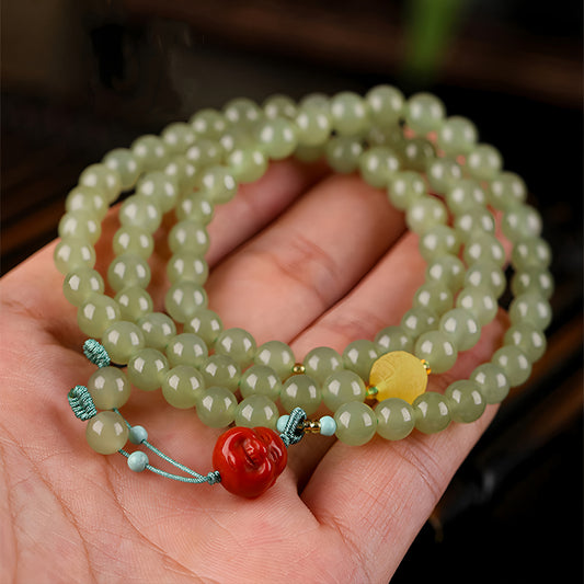 Natural Hetian Jade Multi-Circle Jade Bead Bracelet