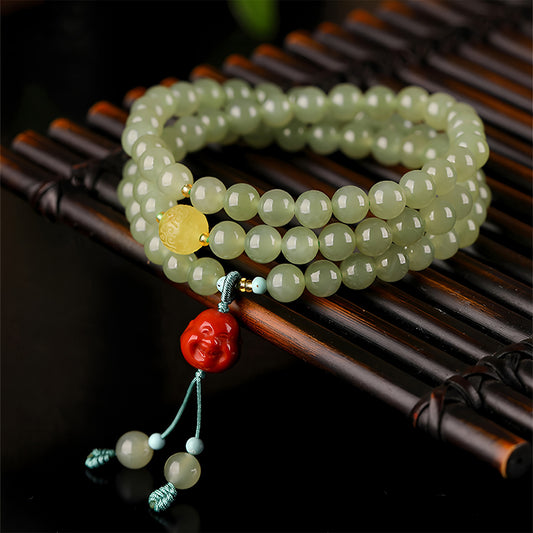 Natural Hetian Jade Multi-Circle Jade Bead Bracelet