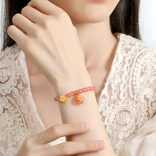 Natural Agate Jade Peach Blossom Red Jade Bracelet