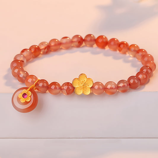 Natural Agate Jade Peach Blossom Red Jade Bracelet