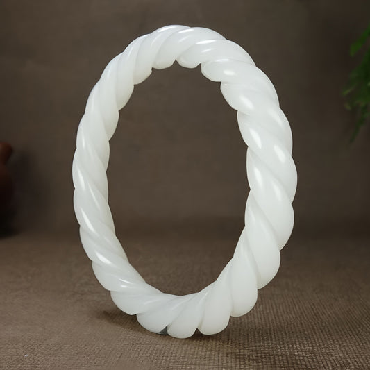Classical Wrap Design White Jade Bracelet