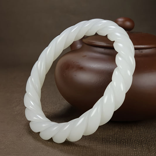 Classical Wrap Design White Jade Bracelet