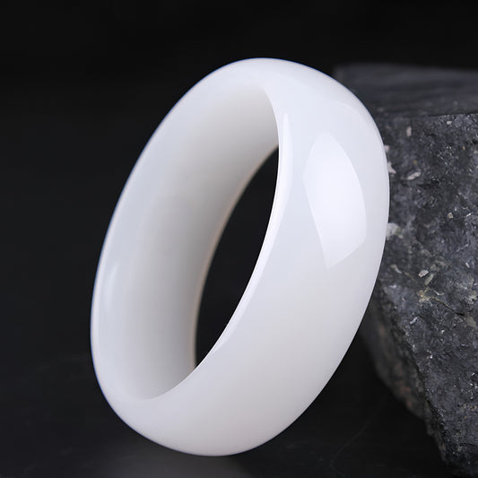 Natural Afghan Jade Widened White Jade Bracelet