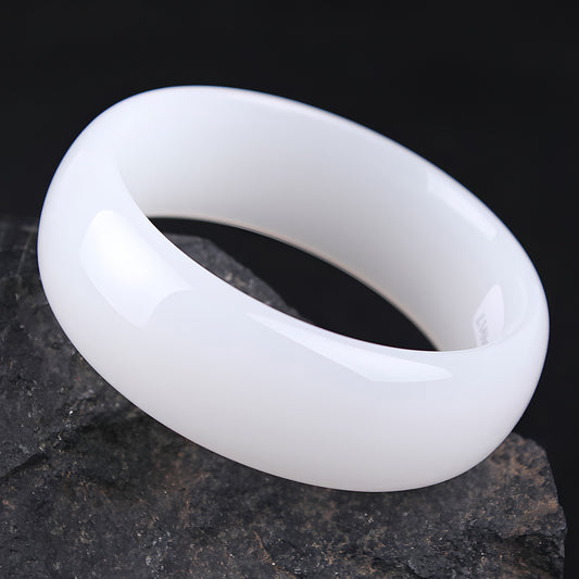 Natural Afghan Jade Widened White Jade Bracelet