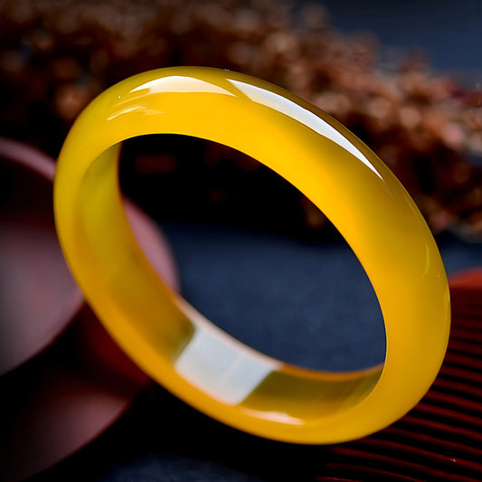 Natural Chalcedony Icy Yellow Jade Bracelet