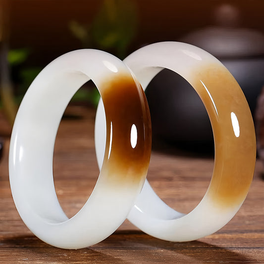 Quartzite White and Yellow Jade Bracelet