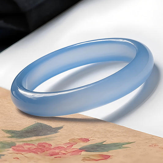 Natural agate stone light blue jade bracelet