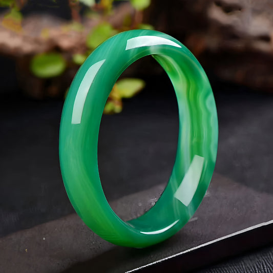 Natural Jade Bracelet Textured Green Jade Bracelet