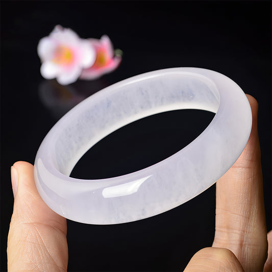 Natural ice white jade bracelet