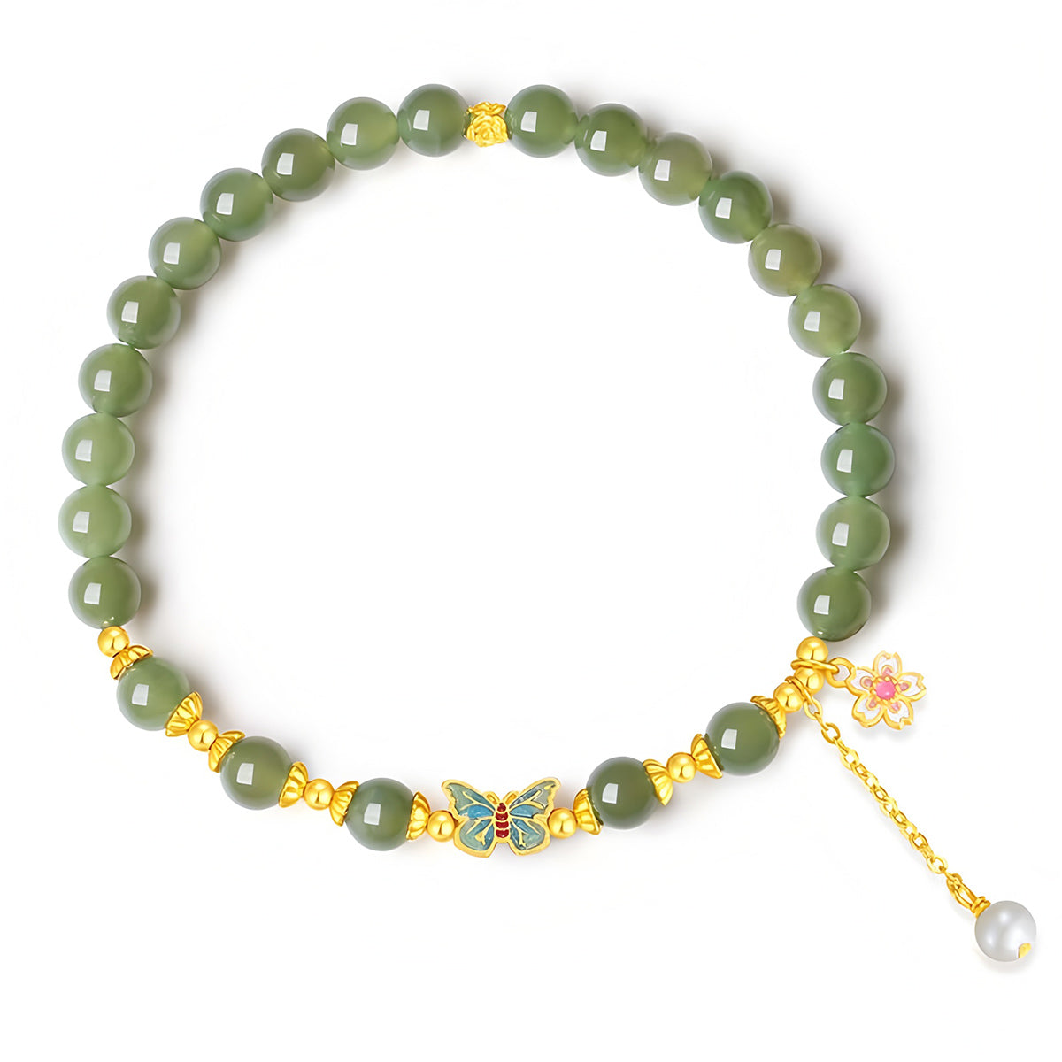 S925 silver Hetian jade butterfly jade bracelet(elastic cord)