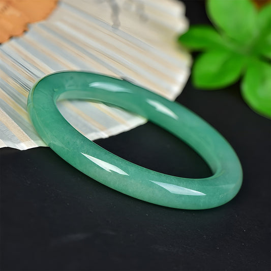 Natural light green jade bracelet