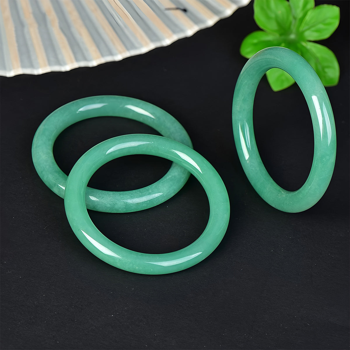 Natural light green jade bracelet