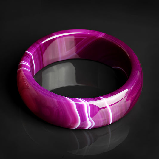 Natural Agate Stone Widened Purple Jade Bracelet