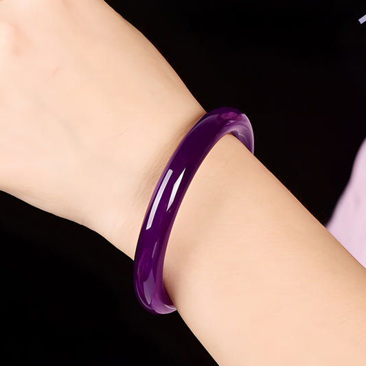 Natural patterned purple jade bracelet