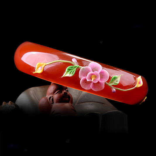 Natural nephrite carved red jade bracelet