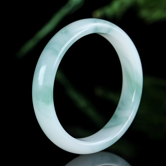 Classic simple white and green jade bracelet