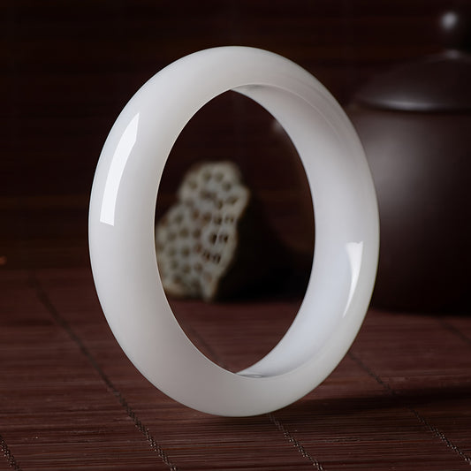 Natural Grade A Xinjiang white jade bracelet