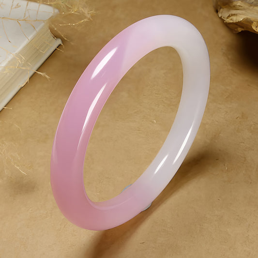 Natural ice white pink jade bracelet