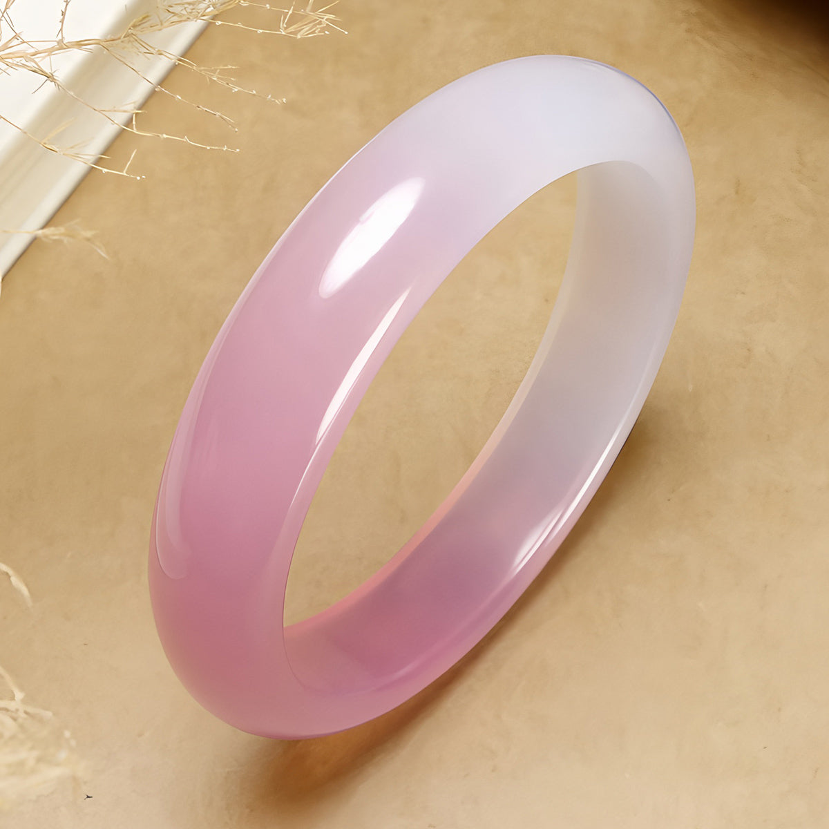Natural ice white pink jade bracelet