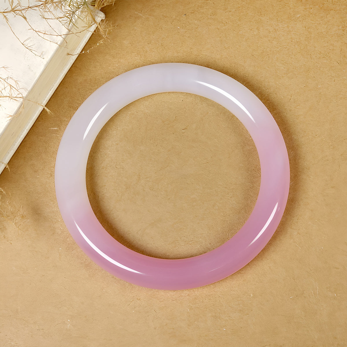 Natural ice white pink jade bracelet