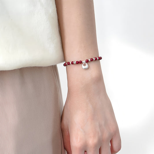 Natural purple gold sand peace buckle women's beaded bracelet(Bead width 4.2mm)